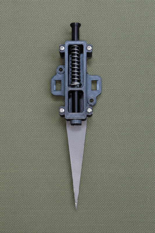 209 perimeter alarm device photographed on an OD green duck cloth canvas