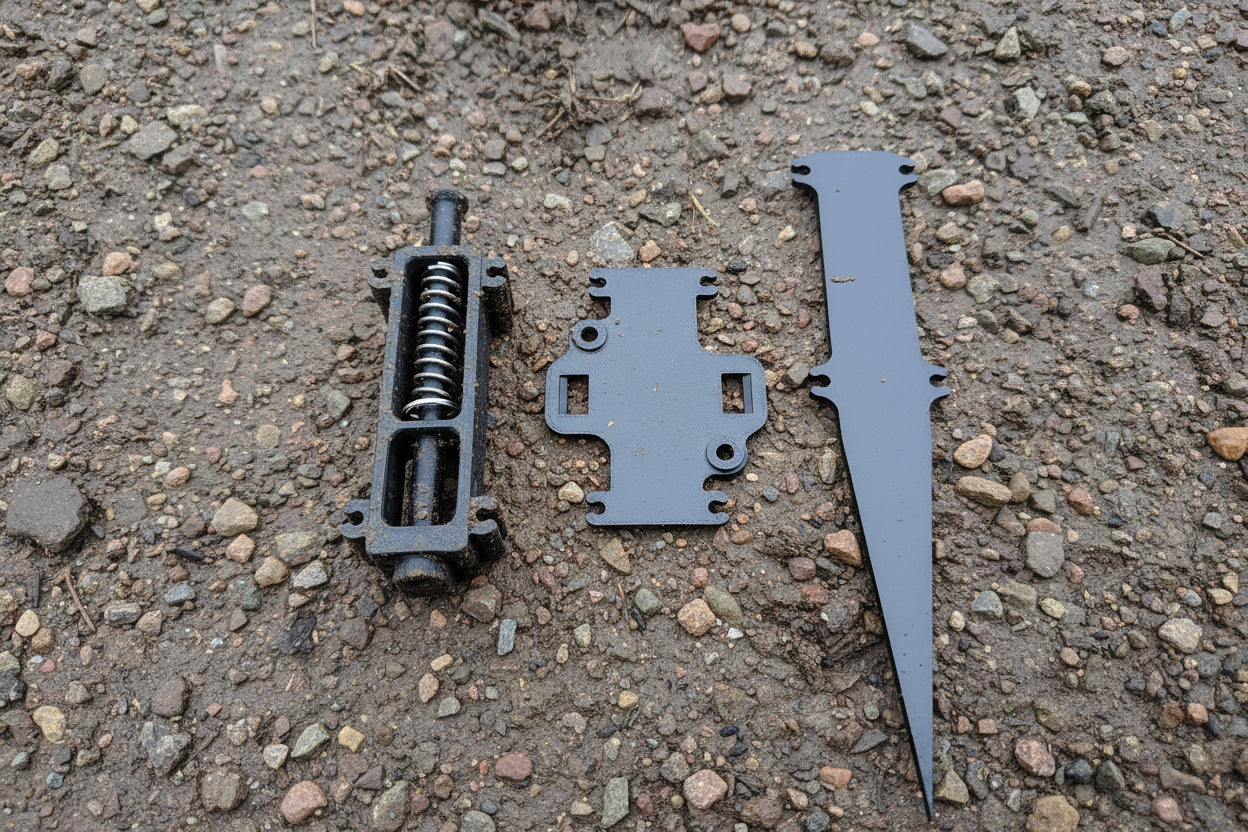 3 main Omni components shown disassembled on ground